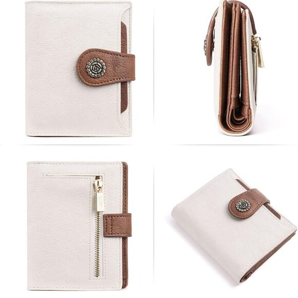 Women’s RFID Blocking Leather Wallet Compact Trifold Zipper Coin Purse - Picture 6 of 6